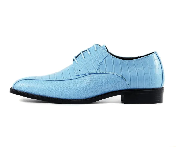 Amali Harvey Men’s Sky Blue Crocodile Leather Oxford Dress Shoes