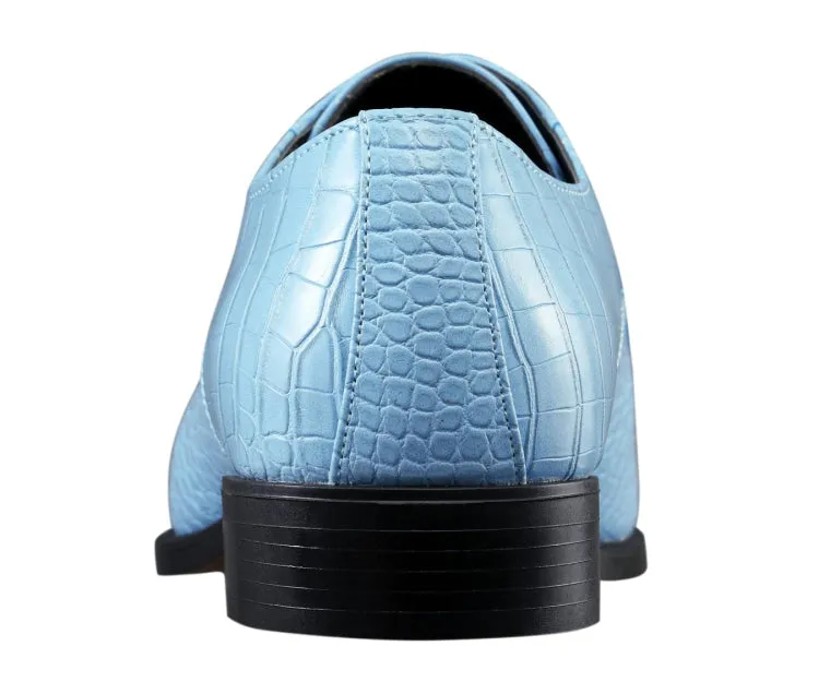 Amali Harvey Men’s Sky Blue Crocodile Leather Oxford Dress Shoes