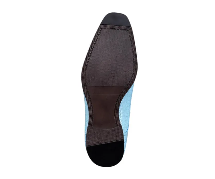 Amali Harvey Men’s Sky Blue Crocodile Leather Oxford Dress Shoes
