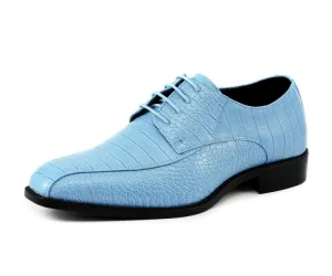Amali Harvey Men’s Sky Blue Crocodile Leather Oxford Dress Shoes