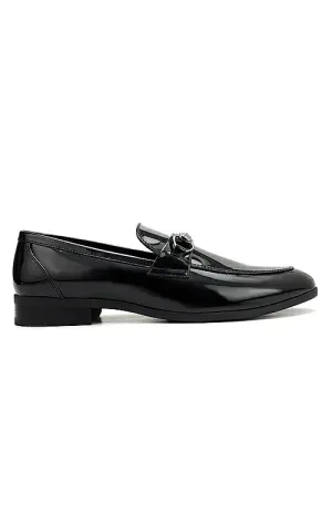 Black Patent Leather Loafers With Buckle