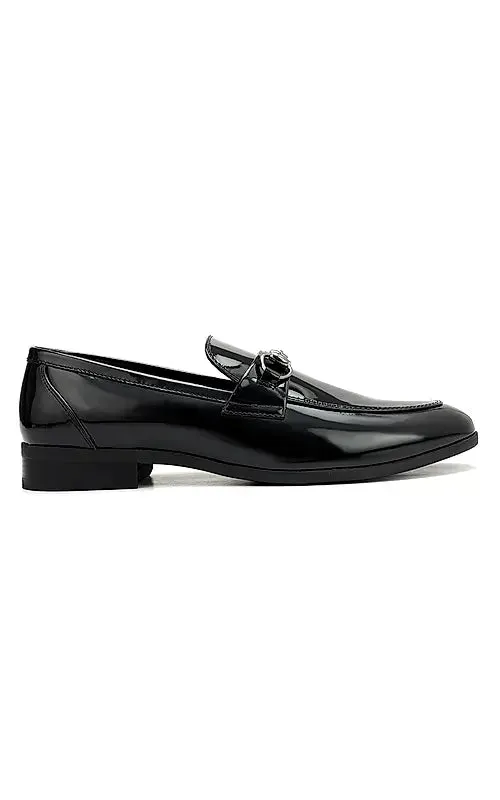 Black Patent Leather Loafers With Buckle
