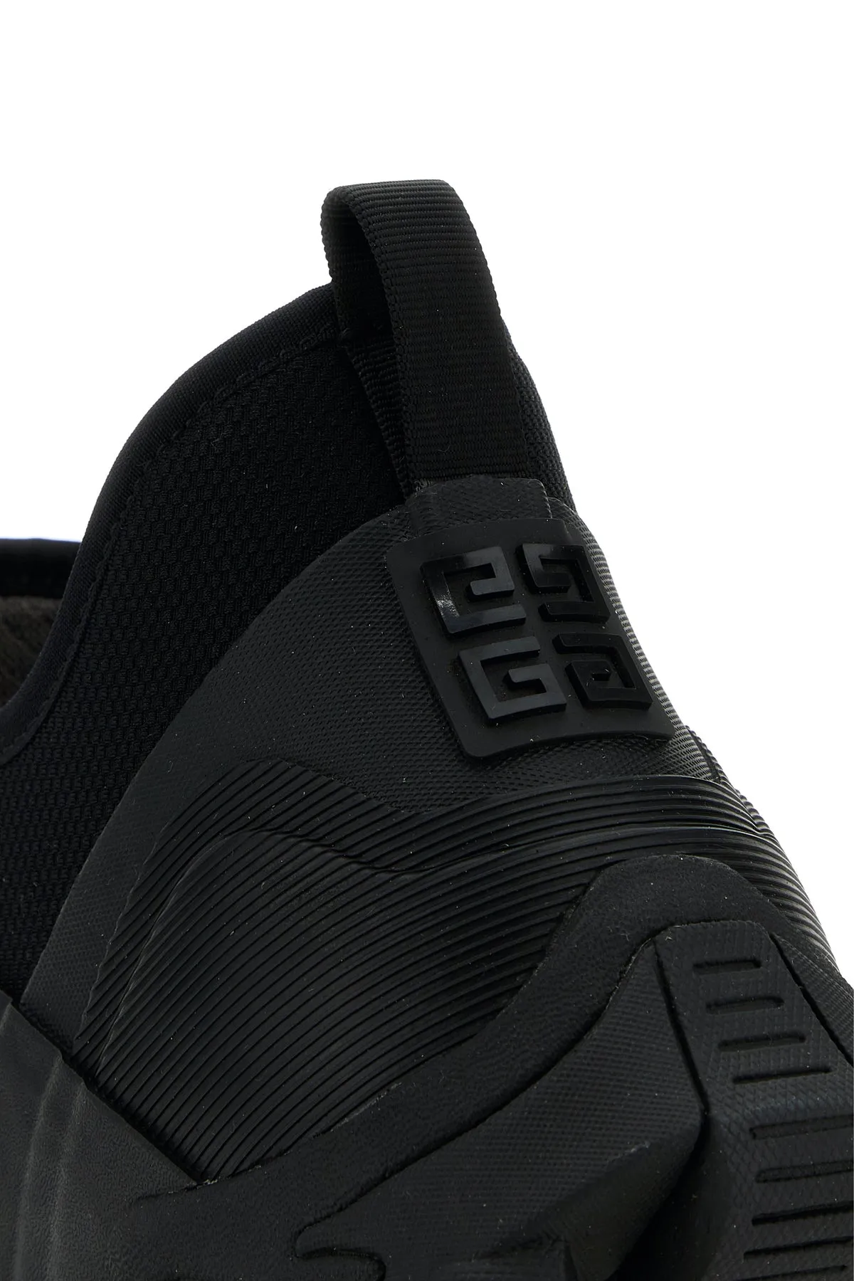 Black rubber slip ons