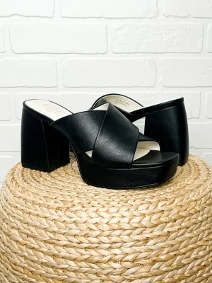 Carmen platform mule heel black