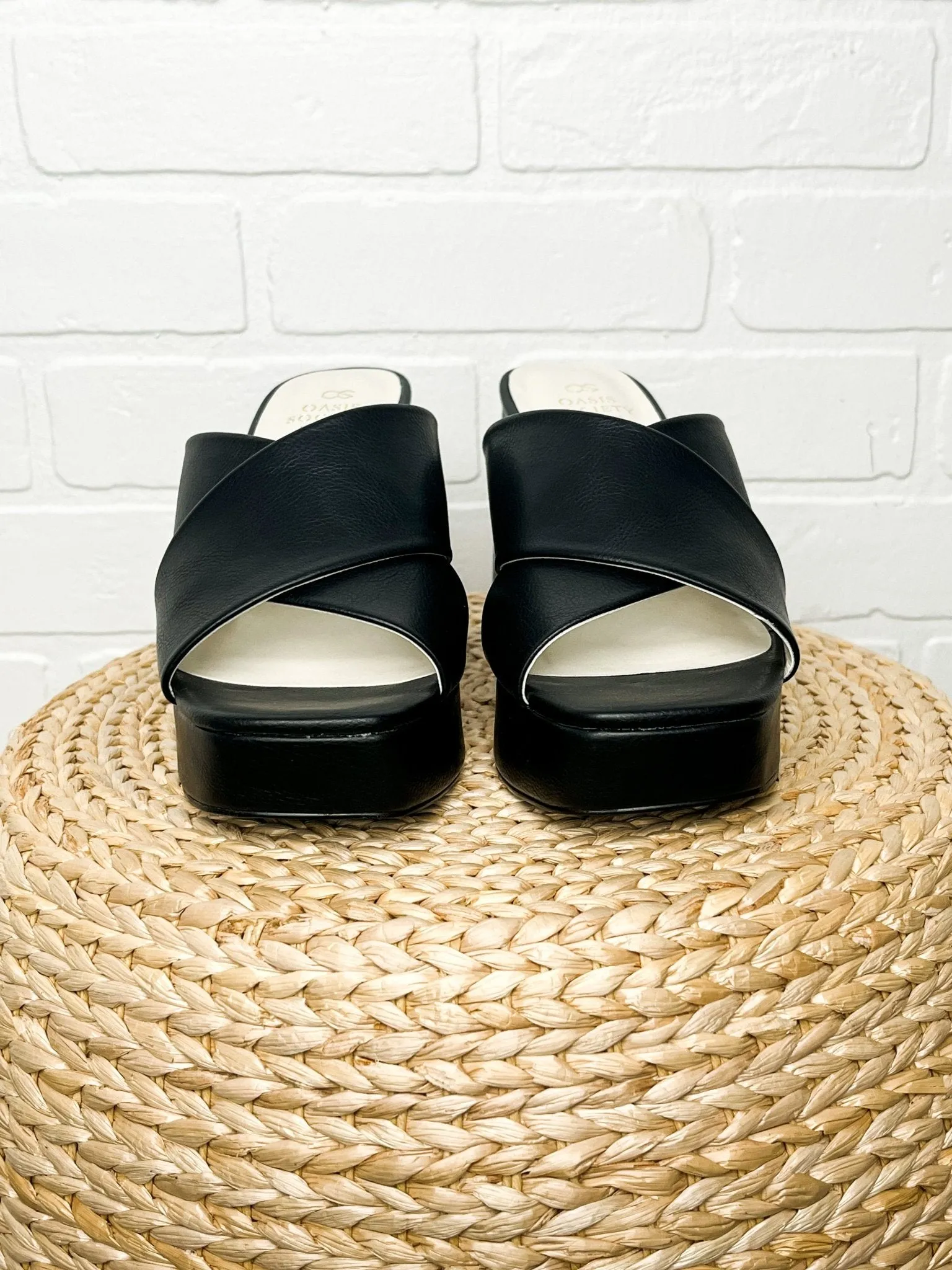 Carmen platform mule heel black