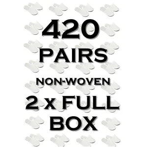 Chochili 420 Pairs Fabric Packed Non-Woven Disposable Hotel Slippers for Airbnb Spa Wedding Guests Adult Men Women Size 10-11, White