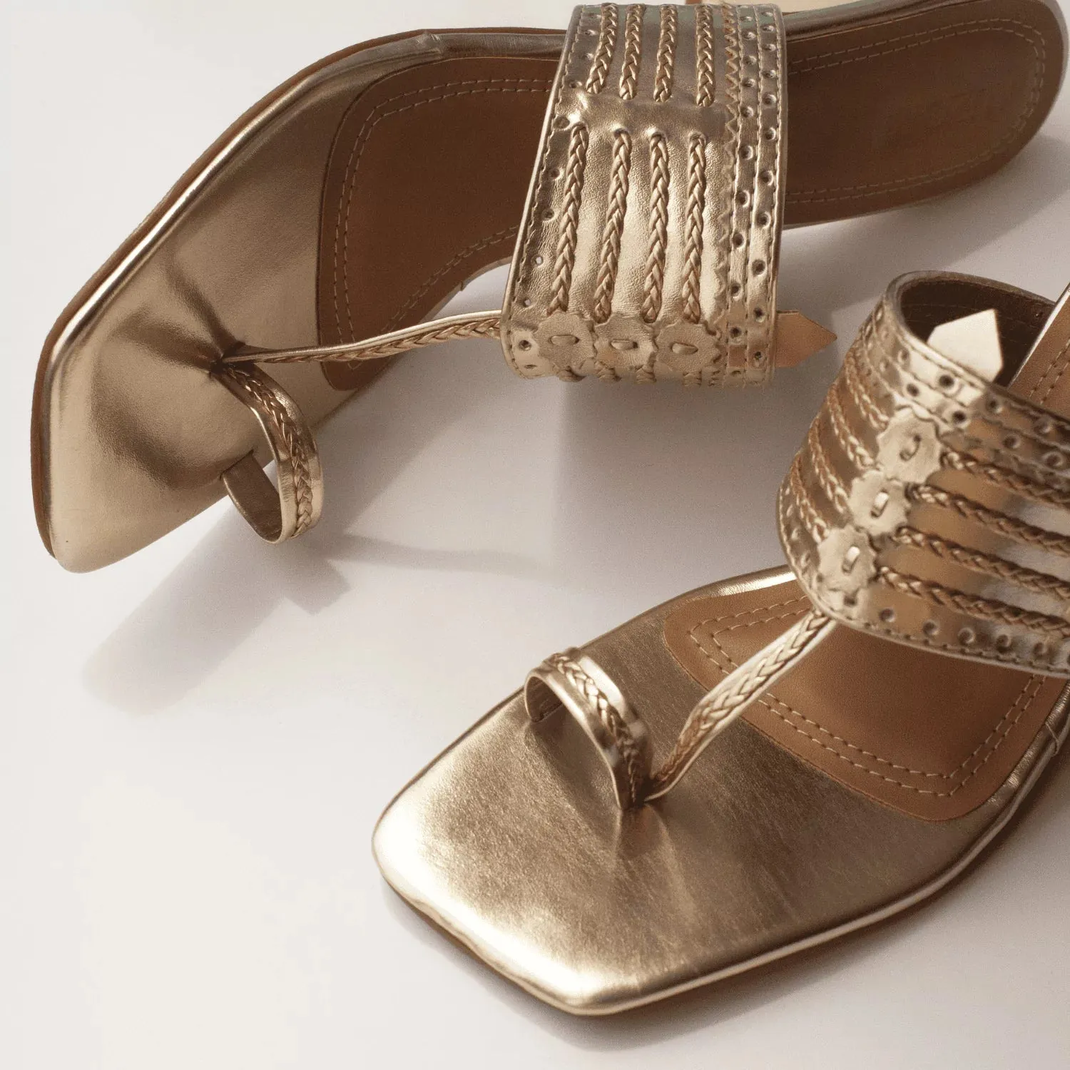 Classic Kolhapuri Golden Heels