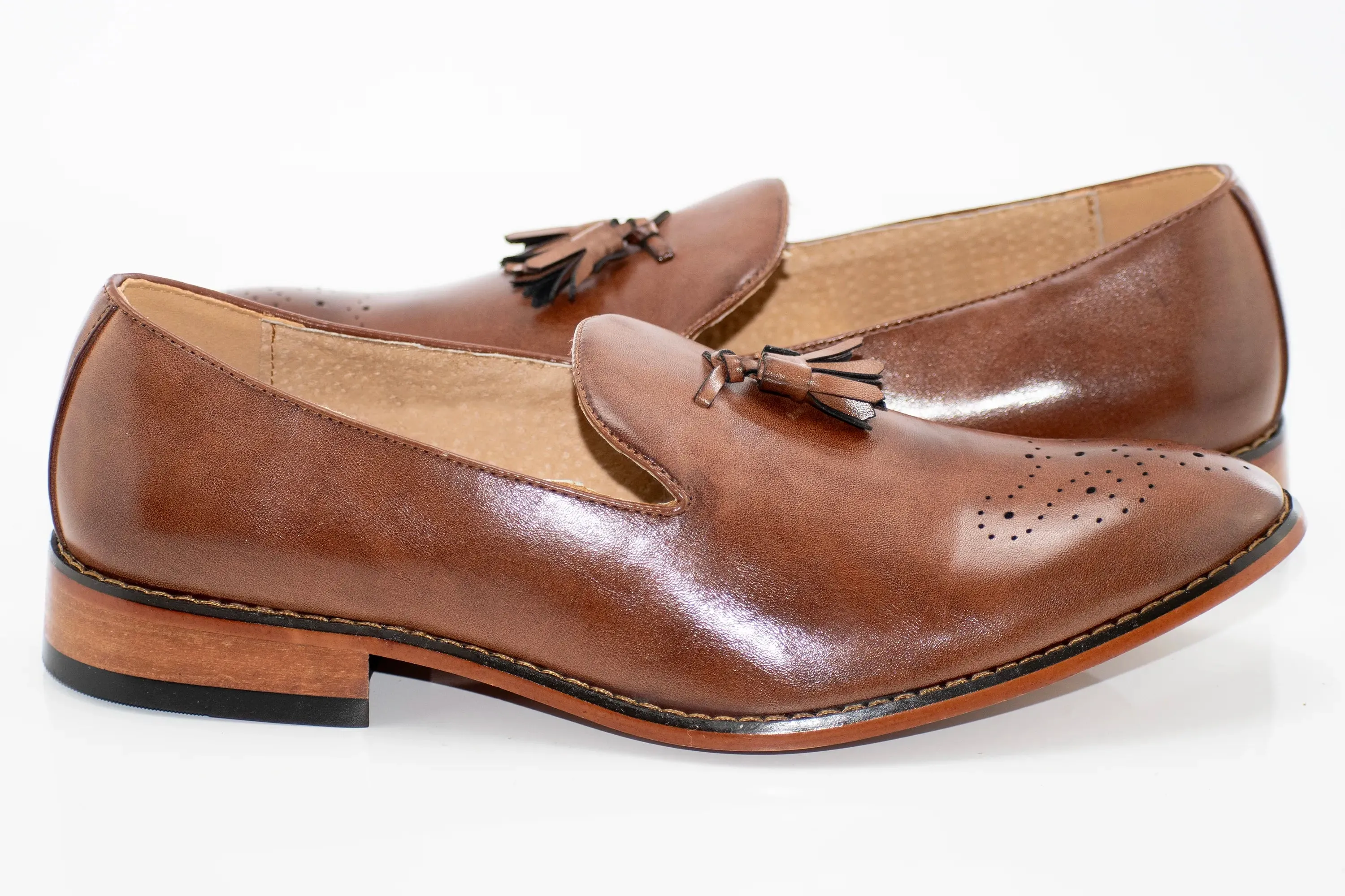 Cognac Tasseled Dress Loafers
