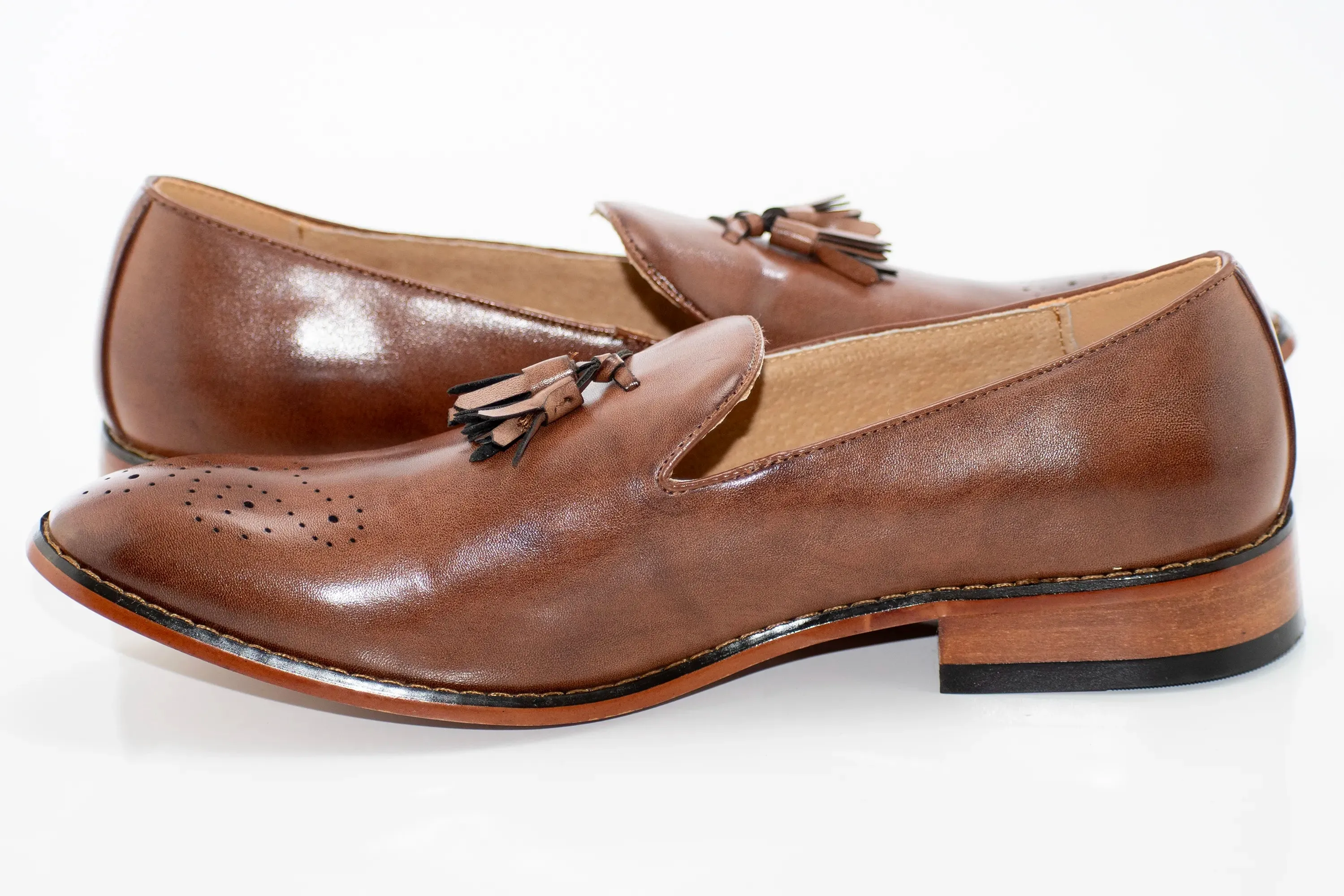 Cognac Tasseled Dress Loafers