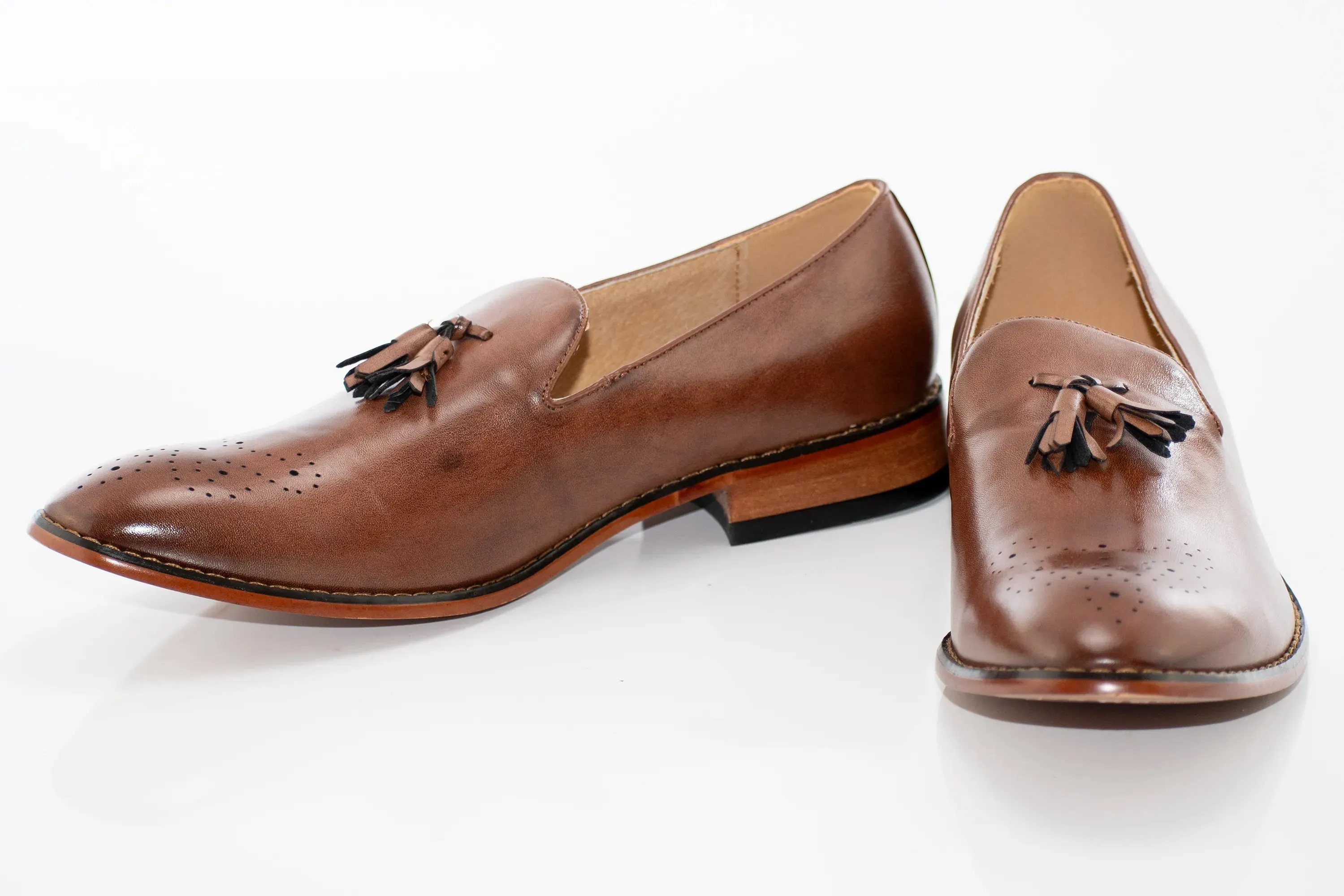 Cognac Tasseled Dress Loafers
