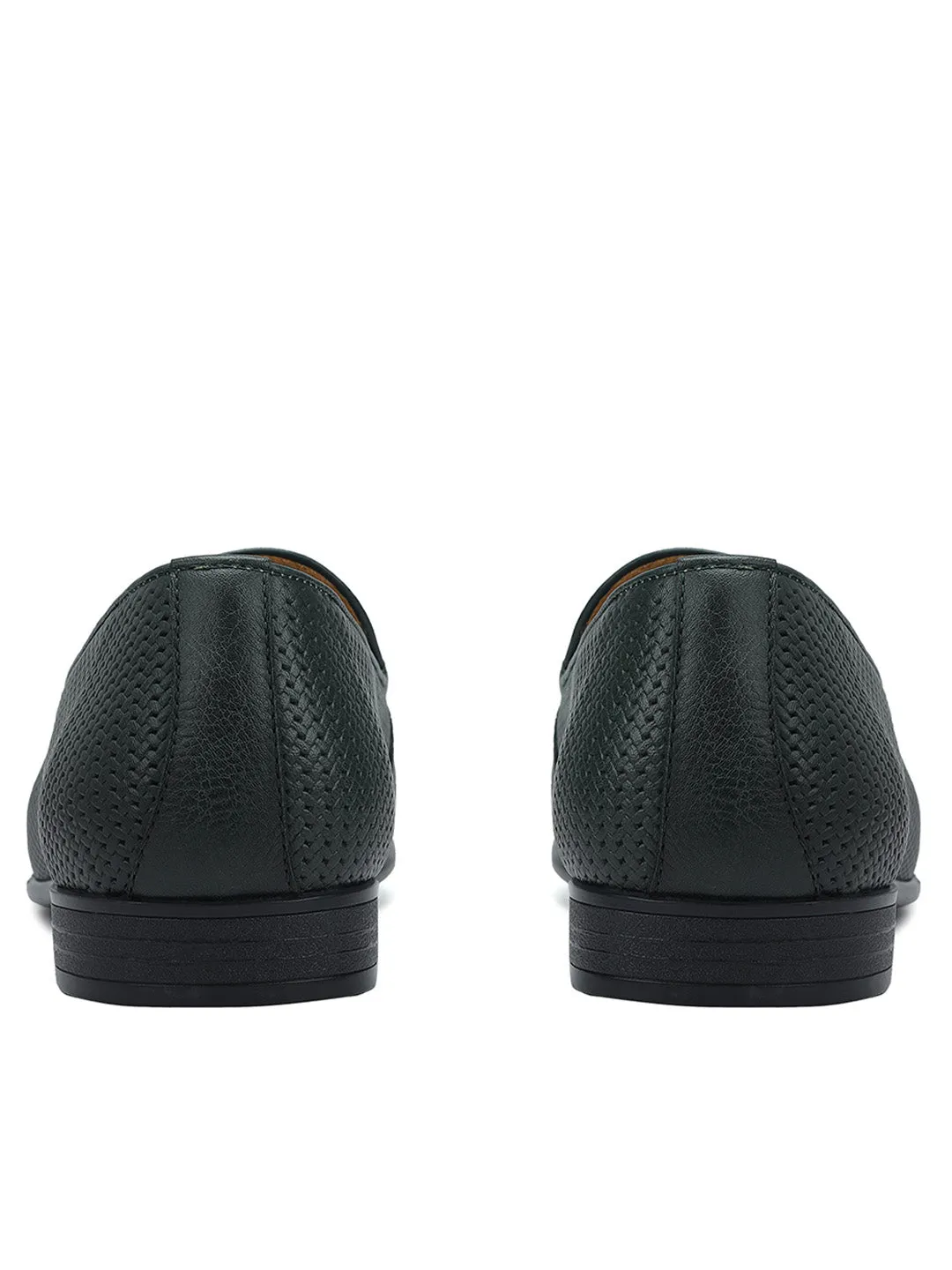 Green Loafers With Metal Buckle