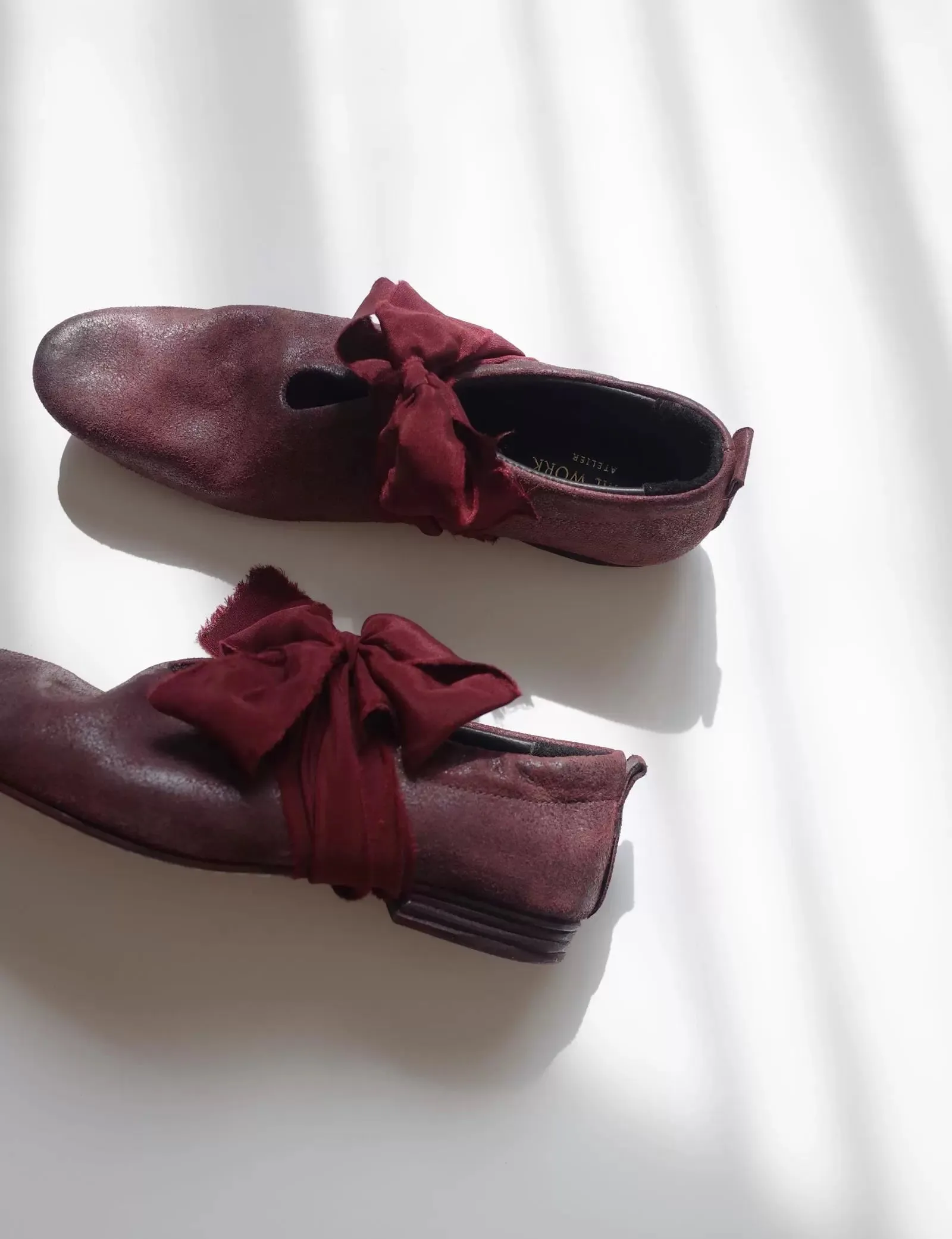 Handcrafted Burgundy Bow Loafers