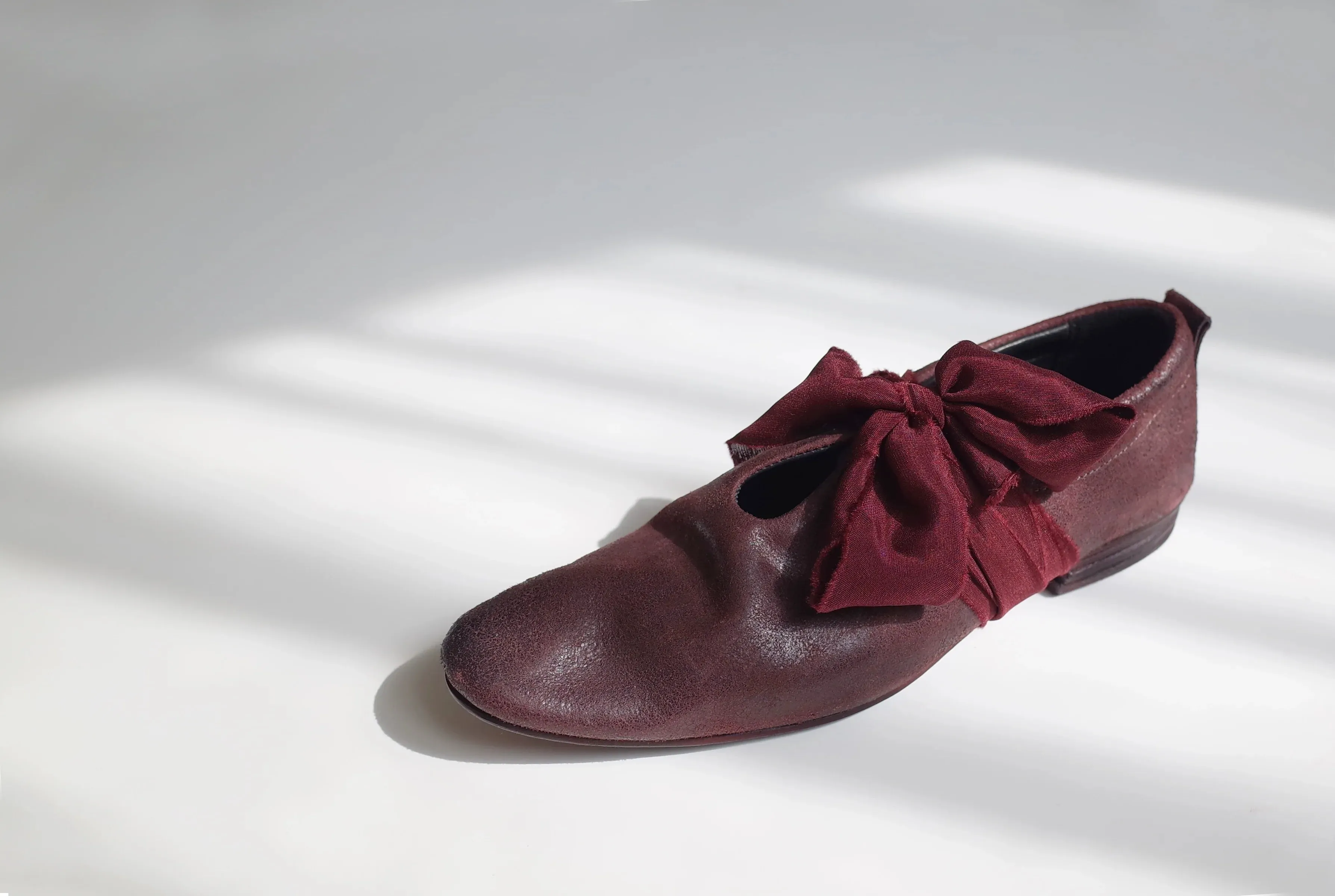 Handcrafted Burgundy Bow Loafers