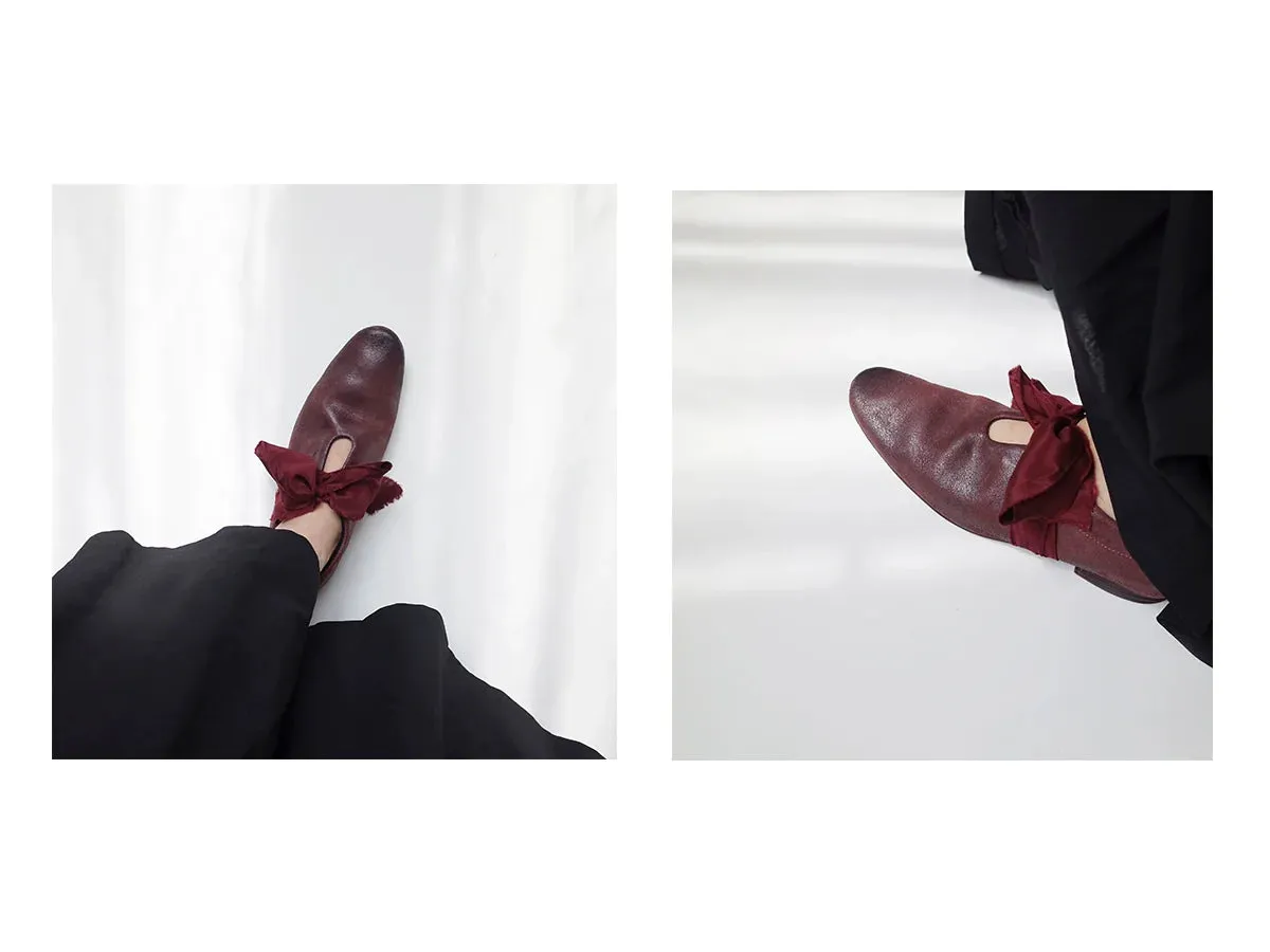Handcrafted Burgundy Bow Loafers