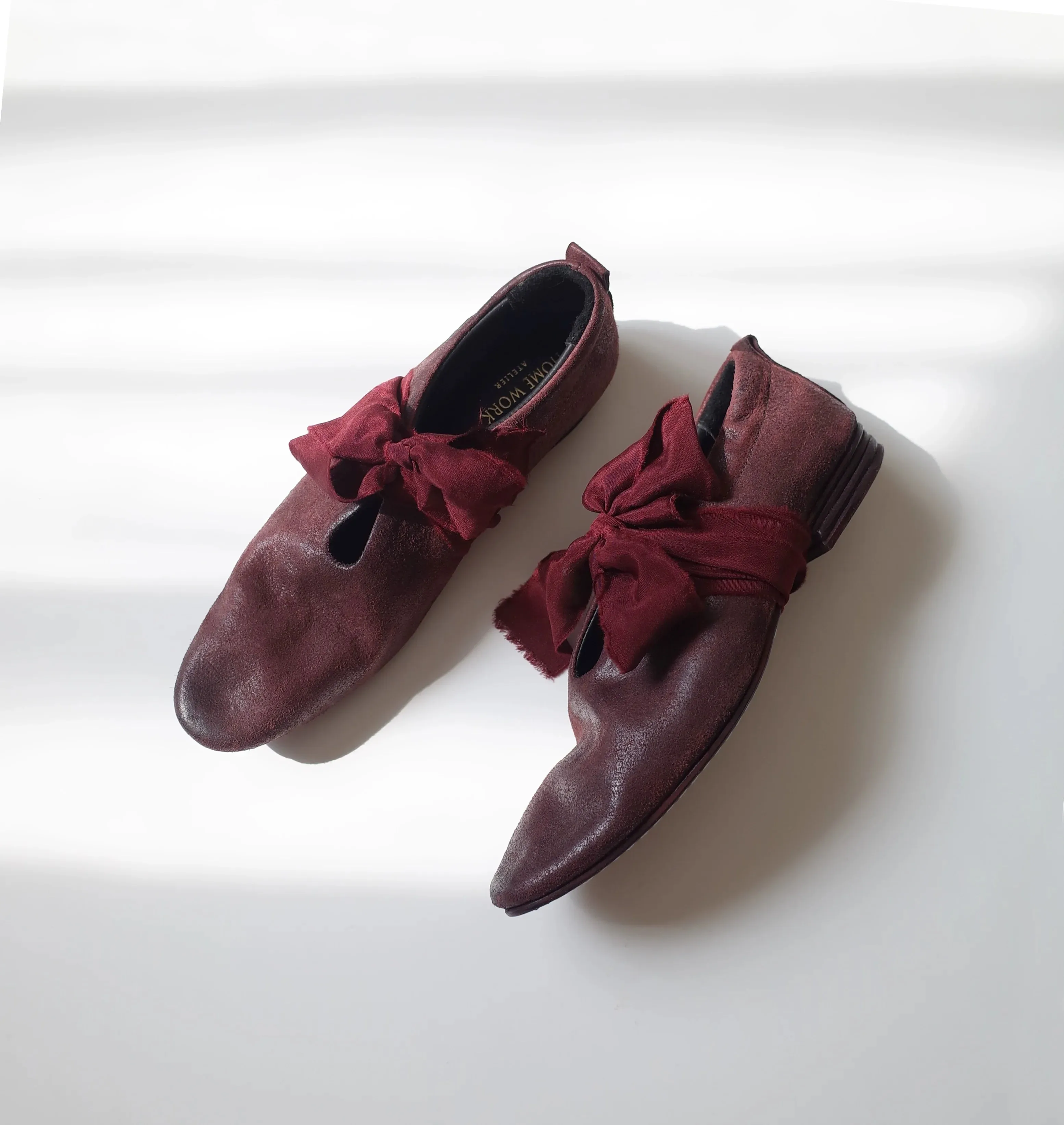 Handcrafted Burgundy Bow Loafers