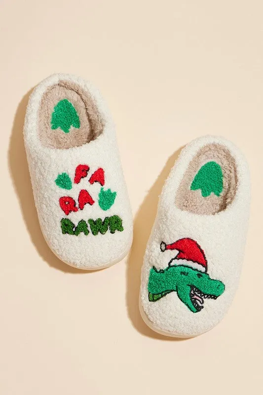 Kids Christmas Dinosaur Home Slippers