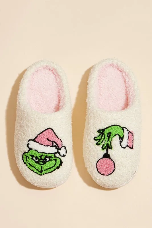 Kids Christmas Grinch Home Slippers