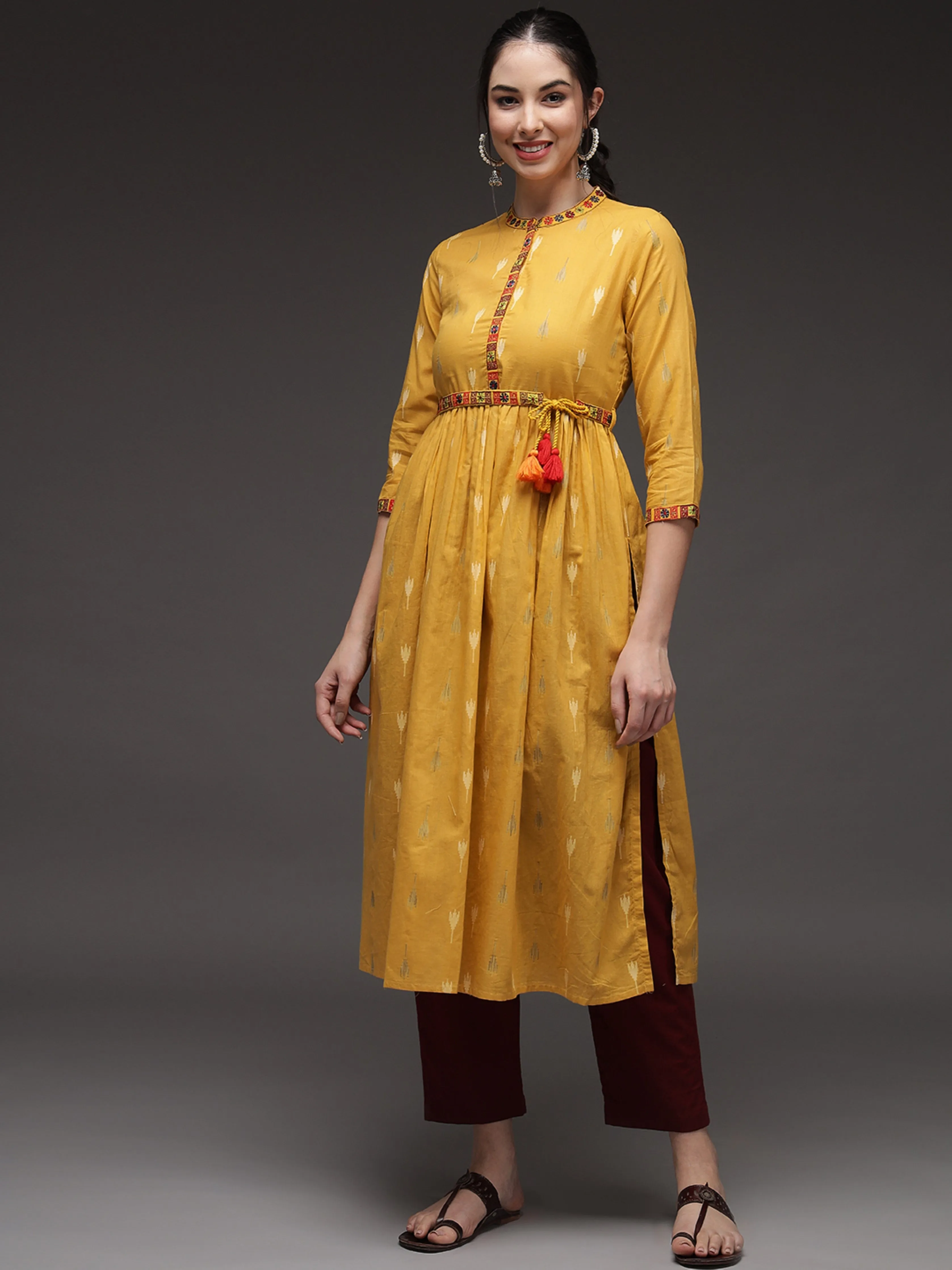 Mustard Color A-Line Womens Kurta