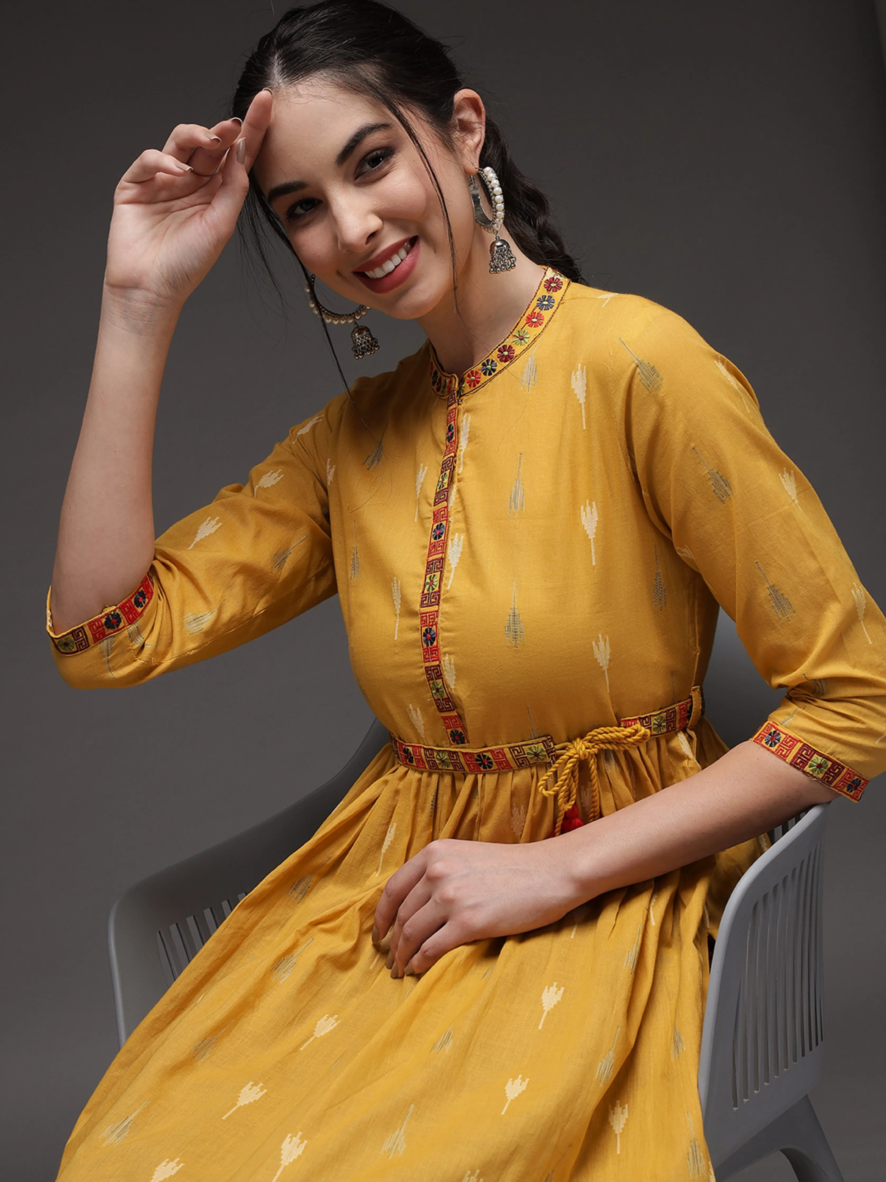 Mustard Color A-Line Womens Kurta