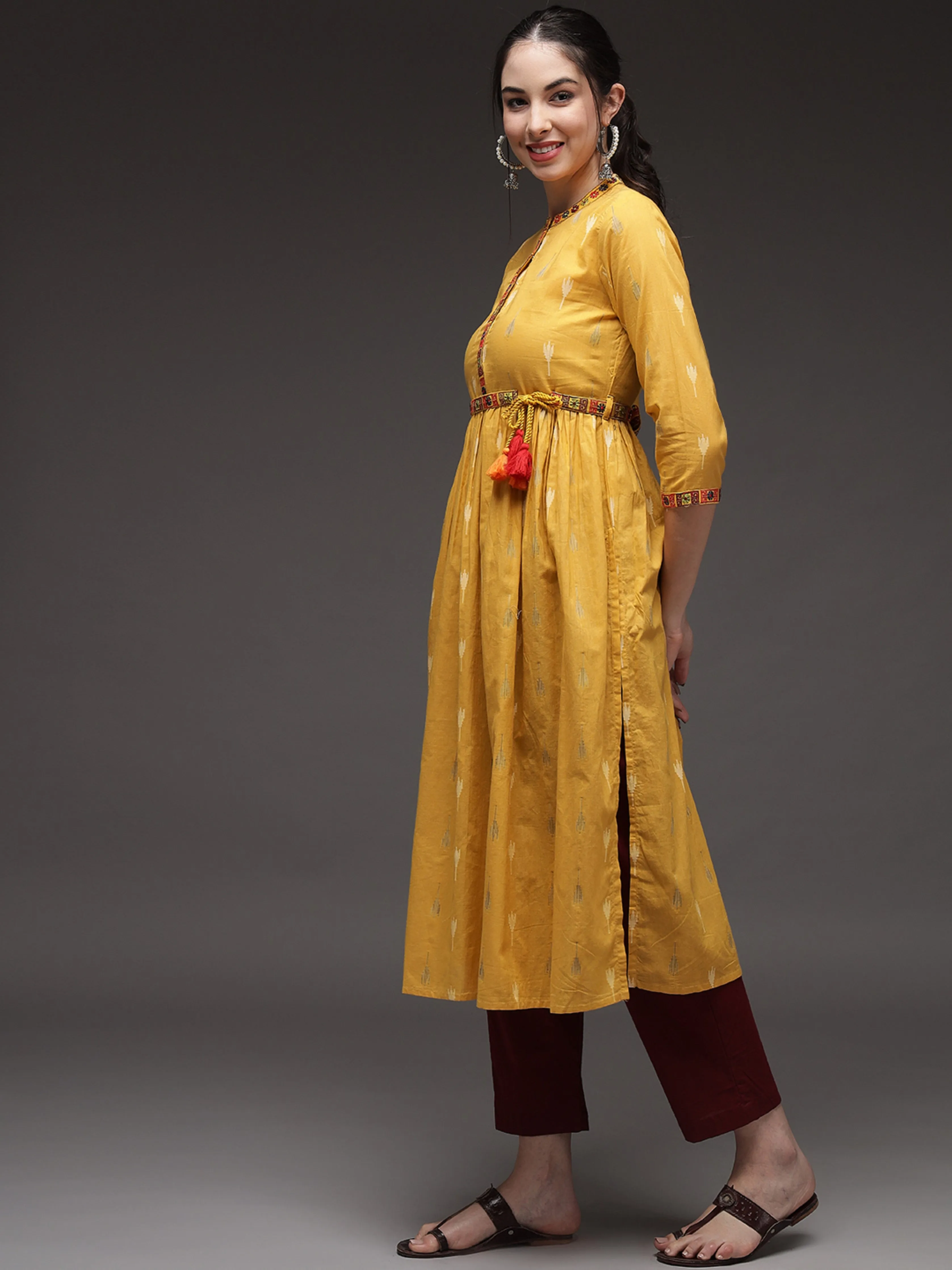 Mustard Color A-Line Womens Kurta