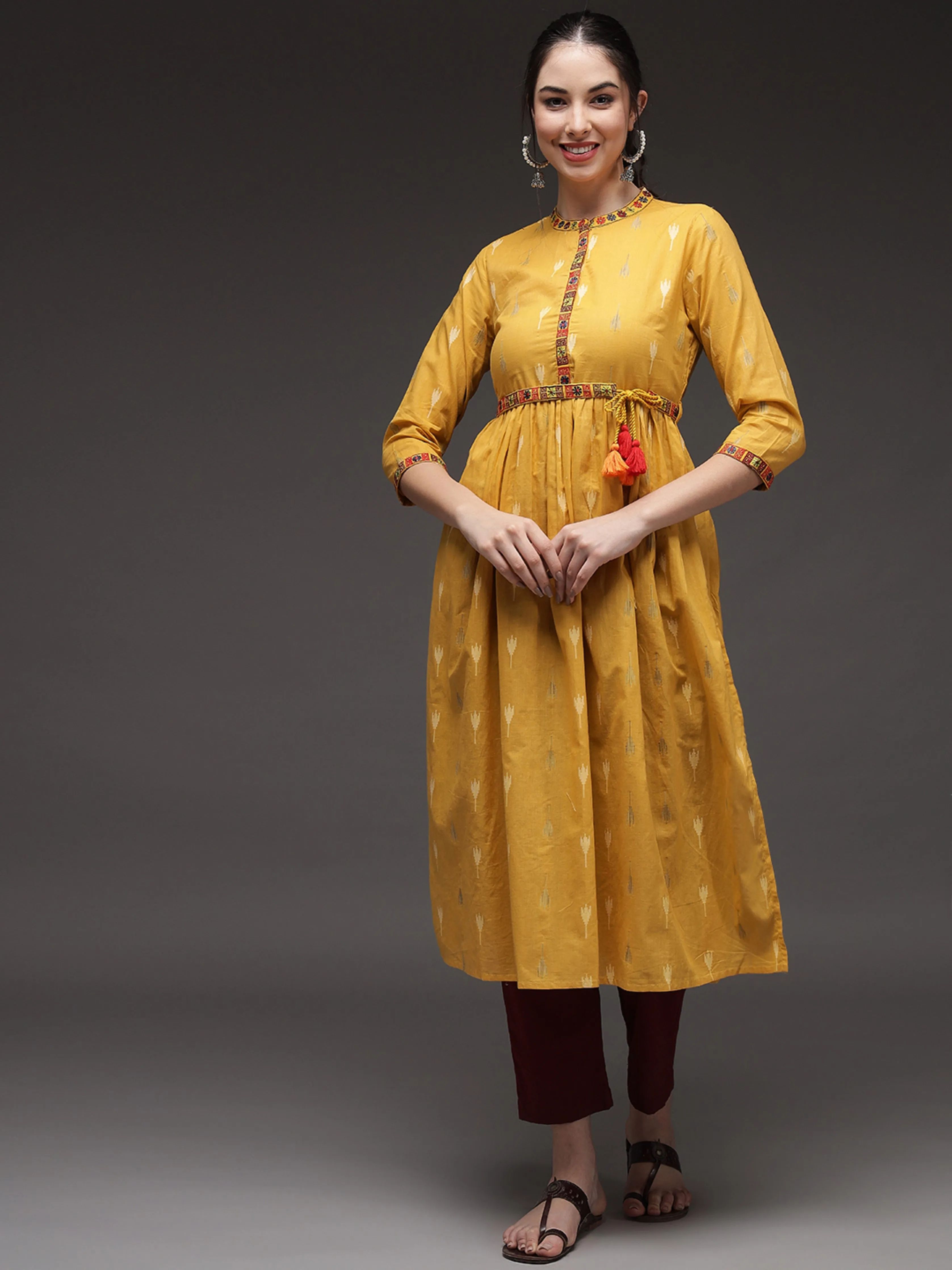 Mustard Color A-Line Womens Kurta