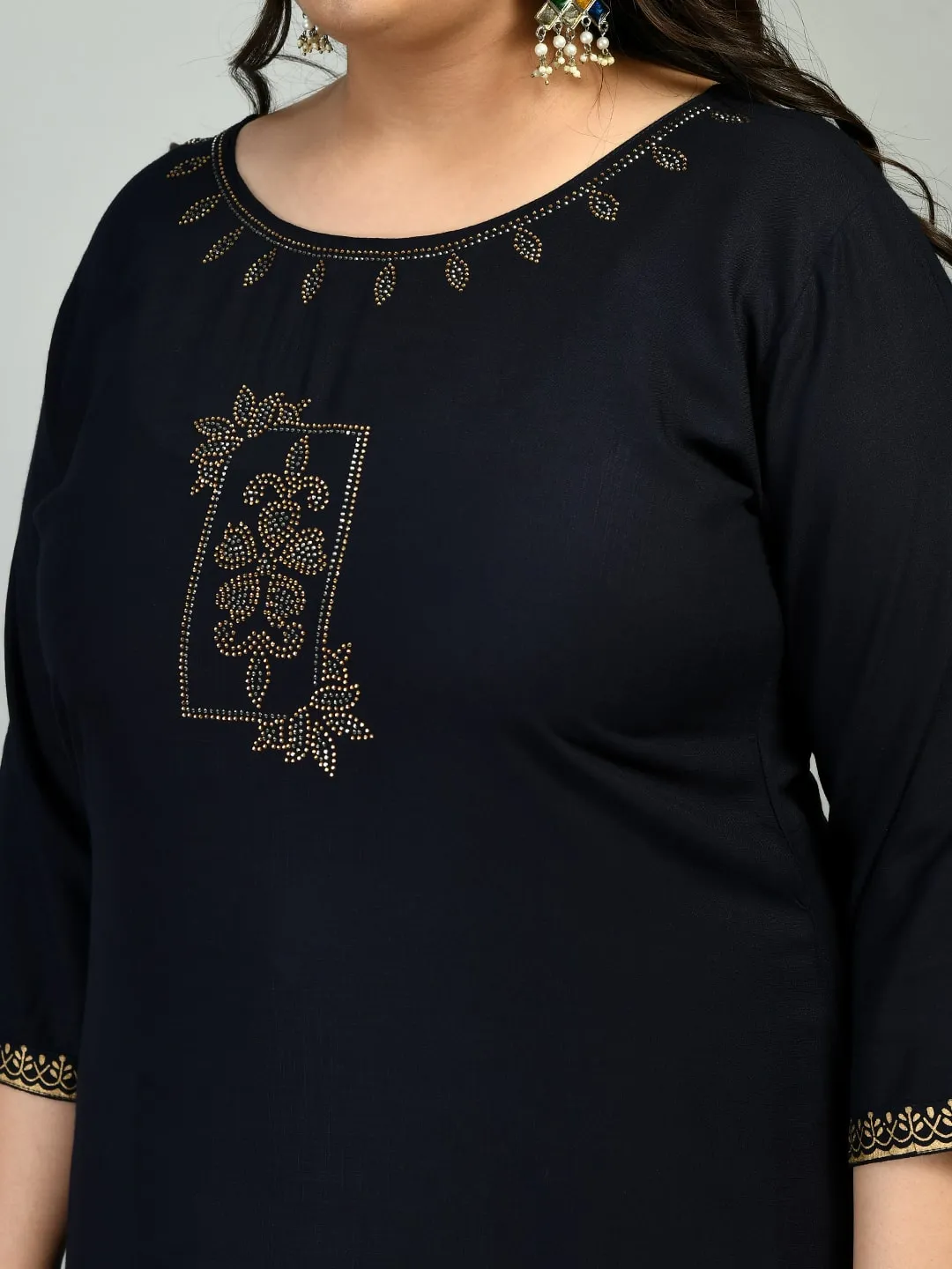 Plus Size Lavish Navy Blue Kurta Palazzo Set