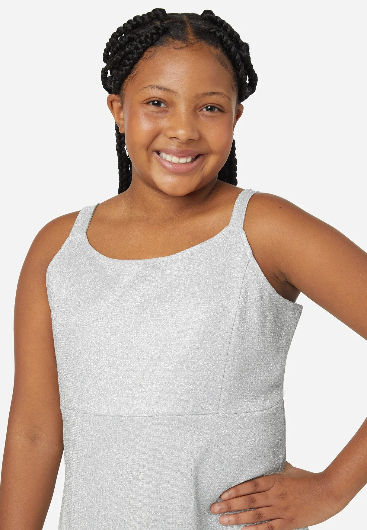 Shimmer Dress with Fuzzy Overlayer