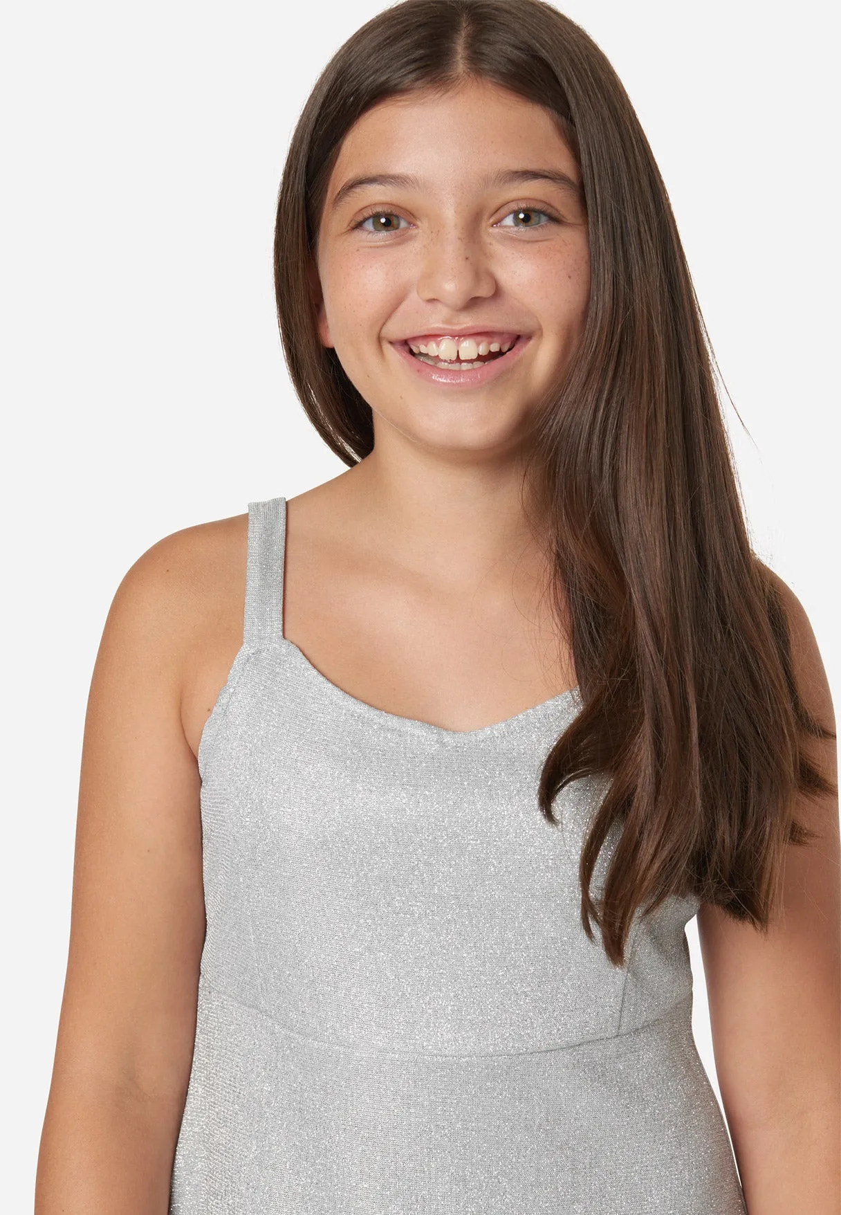 Shimmer Dress with Fuzzy Overlayer