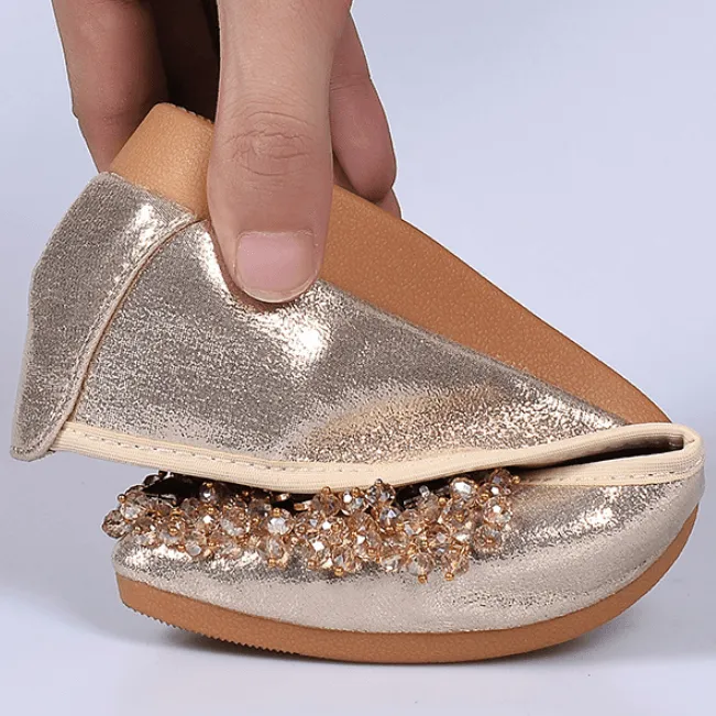 Summer Pointed Toe Oxford Rhinestone Flats