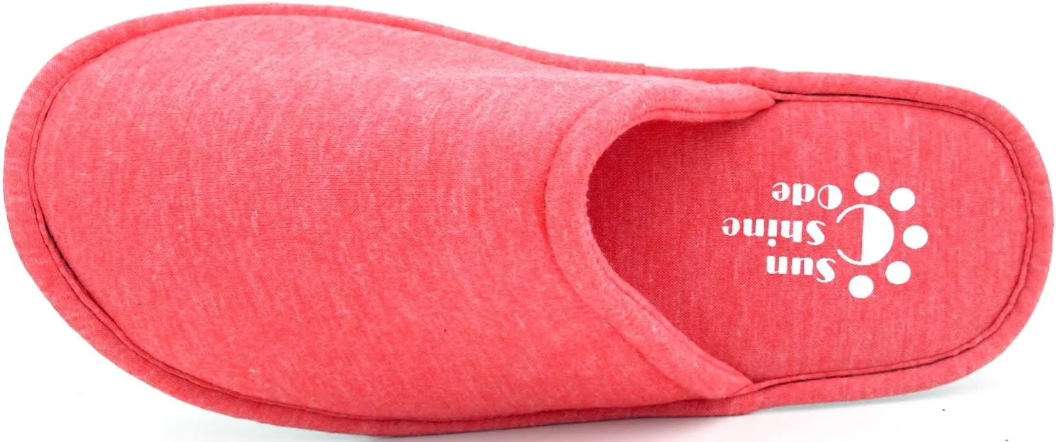 Sunshine Code Women's Memory Foam Cotton Washable Slippers with Matching Travel Bag for Home Hotel Spa Bedroom