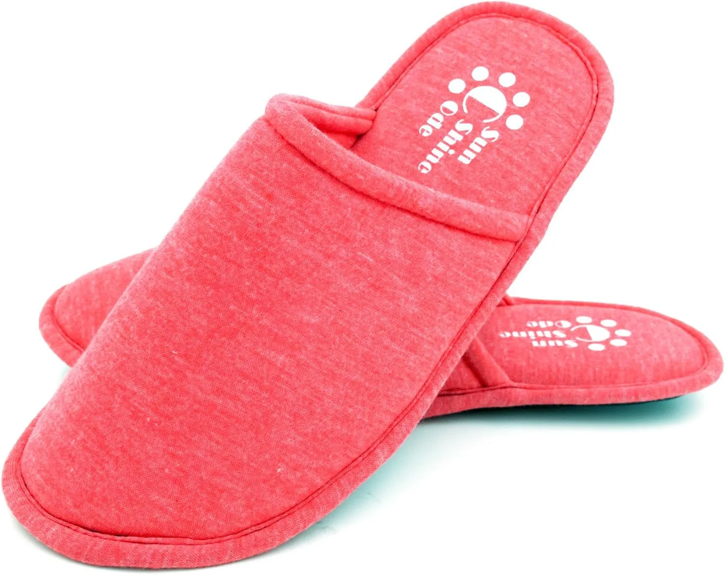 Sunshine Code Women's Memory Foam Cotton Washable Slippers with Matching Travel Bag for Home Hotel Spa Bedroom