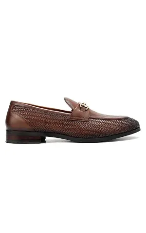 Tan Mat Textured Loafers