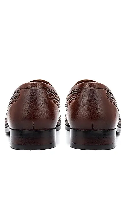 Tan Mat Textured Loafers