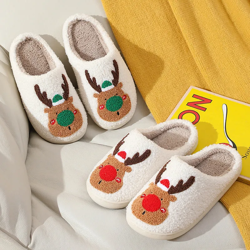 Wholesale New Christmas Elk Thick Anti-slip Cute Winter Cotton Slippers