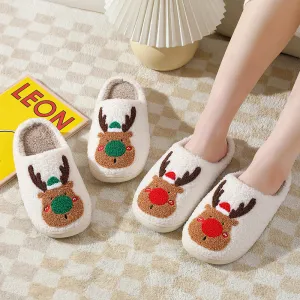 Wholesale New Christmas Elk Thick Anti-slip Cute Winter Cotton Slippers
