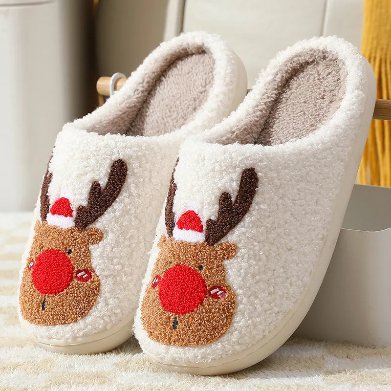 Wholesale New Christmas Elk Thick Anti-slip Cute Winter Cotton Slippers